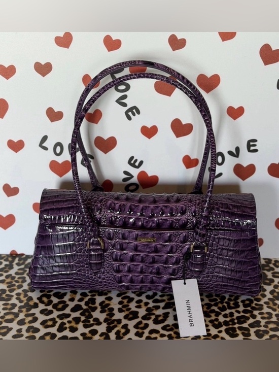 Brahmin Melbourne Collection Dayan Satchel Bag Heroic Purple Leather - Picture 3 of 4